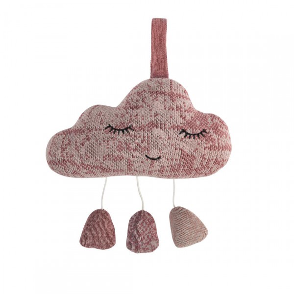 SEBRA KNITTED MUSICAL PULL TOY PINK CLOUD