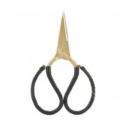 MONOGRAPH SCISSORS W/ LEATHER HANDLE BRASS PLATED