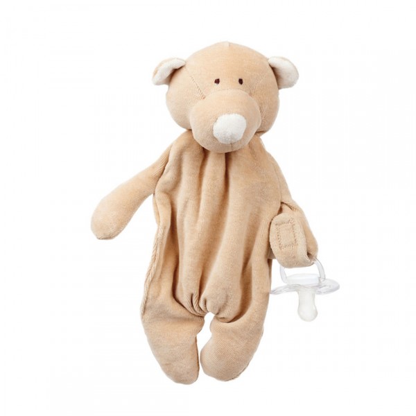 WOOLY ORGANIC COMFORTER WITH DUMMY HOLDER TEDDY BEAR
