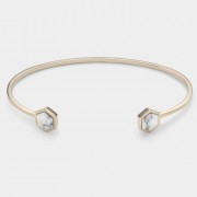 CLUSE IDYLLE GOLD MARBLE HEXAGONS OPEN CUFF BRACELET