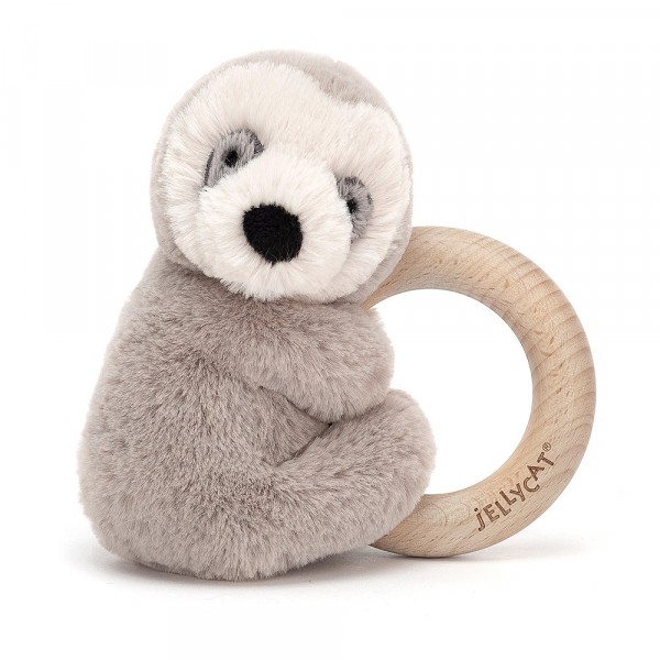 JELLYCAT SHOOSHU PUPPY WOODEN RING TOY