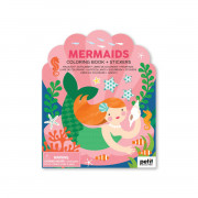 PETIT COLLAGE COLORING BOOK WITH STICKERS MERMAIDS