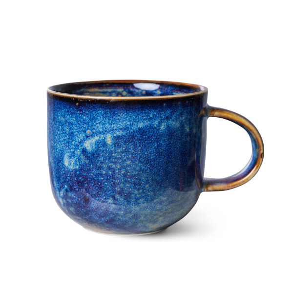 HK LIVING CHEF CERAMICS CUP AND SAUCER RUSTIC BLUE