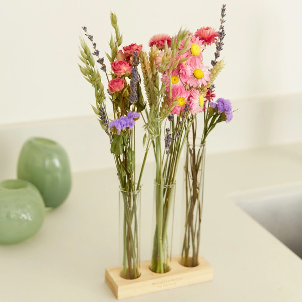 Wildflowers Set Regalo Fiori Secchi Con Vasi Rosa - immagine 2