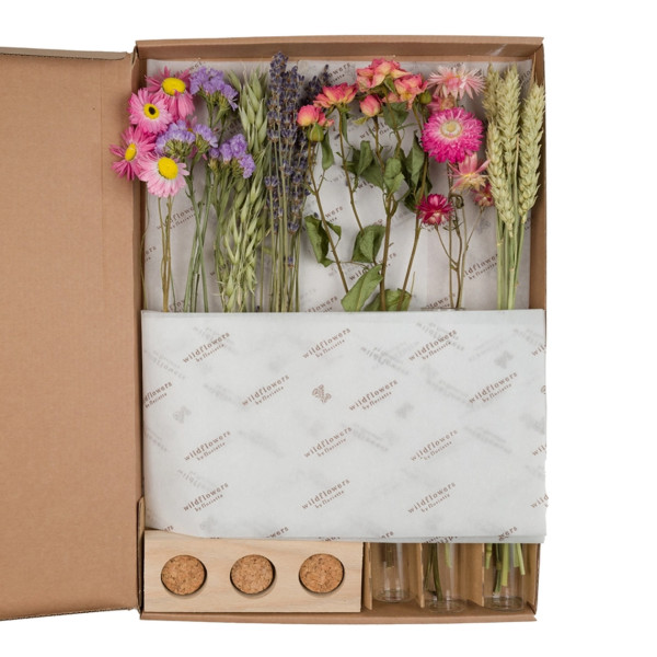 Wildflowers Set Regalo Fiori Secchi Con Vasi Rosa - immagine 3