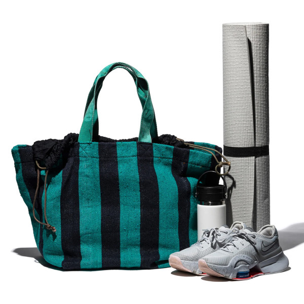 Puebco Borsa A Righe Turchese
