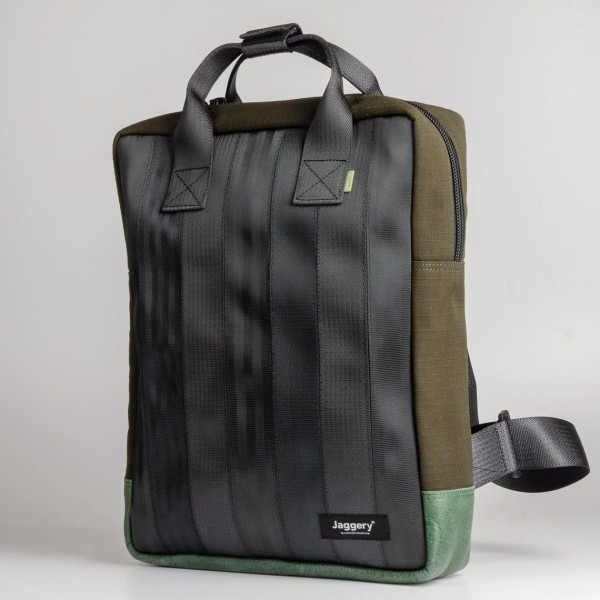 Jaggery Arrive Backpack In Black Cargo Belts With Canvas - Image 2