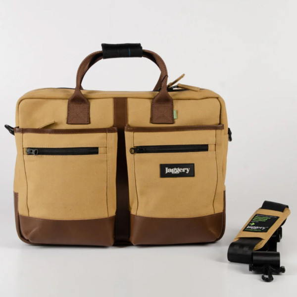 Jaggery Hustler's Bag In Khaki & Salvaged Leather