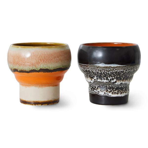 Hk Living 70's Ceramics Lungo Mugs Set Of 2 Basalt
