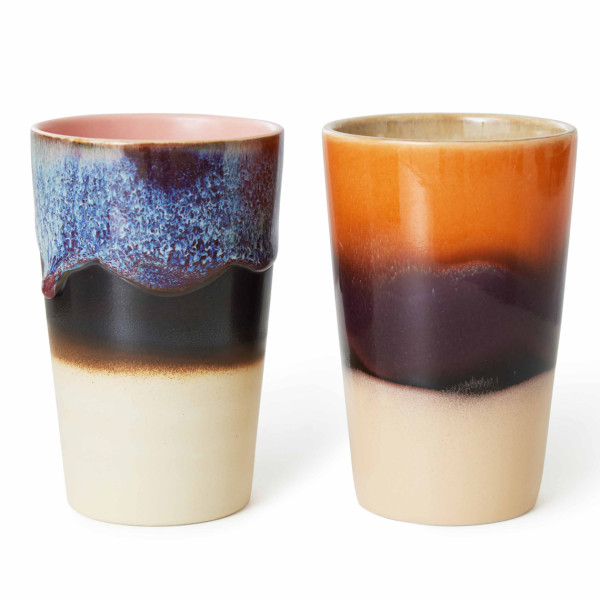 Hk Living 70's Ceramics Tea Mugs Set Of 2 Dusk