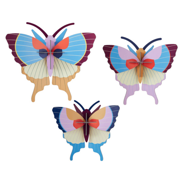 Studio Roof Plum Fringe Butterflies Set Of 3
