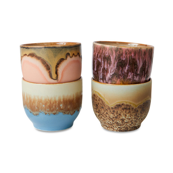 Hk Living 70s Ceramics Café Cups Lagoon (set Of 4)