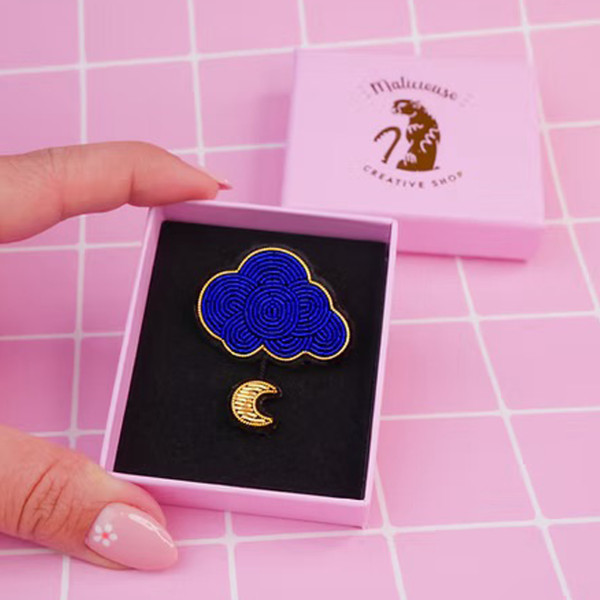Malicieuse Spilla "nuvola E Luna"