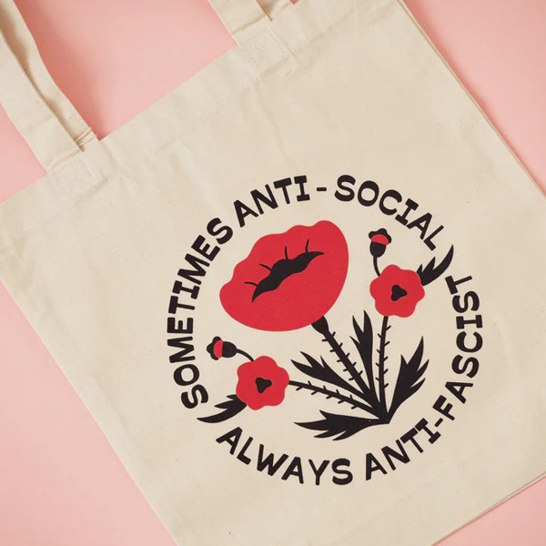 Ahoy Kollektiv "sometimes Anti-social, Always Anti-fascist" Tote Bag - immagine 3