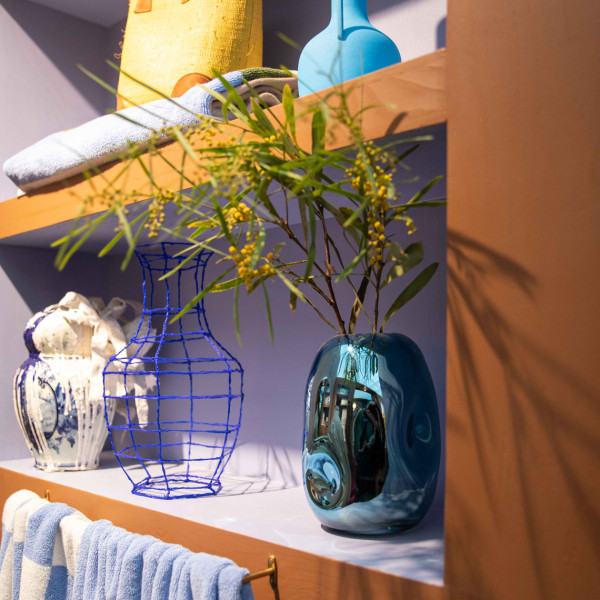 Hk Living Vaso In Vetro Cromato Blu - immagine 2