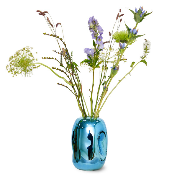 Hk Living Vaso In Vetro Cromato Blu - immagine 4