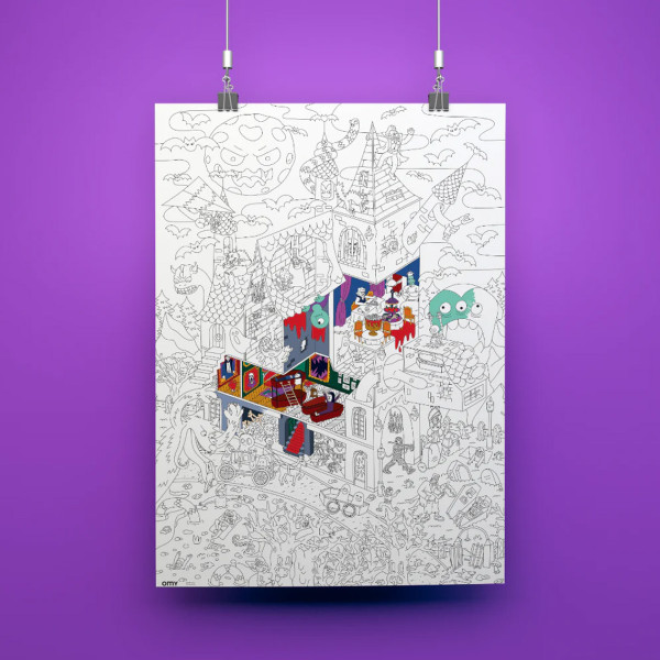 Omy Poster Gigante Vampiri Da Colorare Con Adesivi - immagine 2