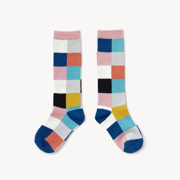 Boxbo Calze Lunghe In Cotone Quadretti Multicolor