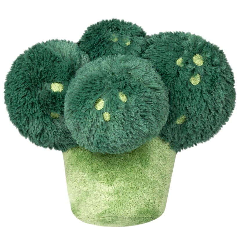Pupazzi Comfort Food: peluche Broccoli Squishable verde, morbido e rotondo